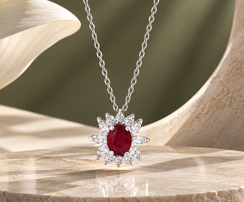 0.94 Karat Flora Yakut Markiz Pırlanta Kolye