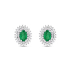 1.18 Carat Emerald and Diamond Halo Earrings