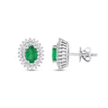 1.18 Carat Emerald and Diamond Halo Earrings