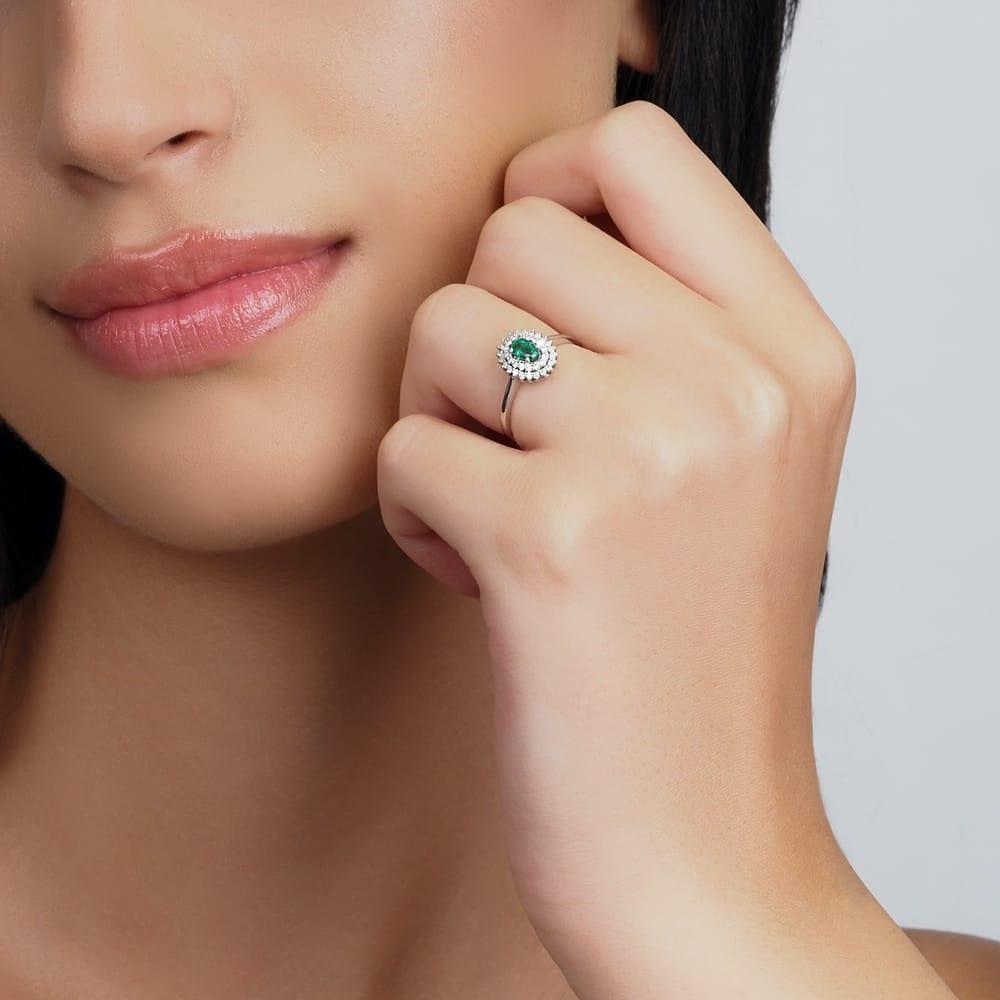 0.63 Karat Anturaj Due'S Zümrüt Pırlanta Yüzük – Storks Diamond