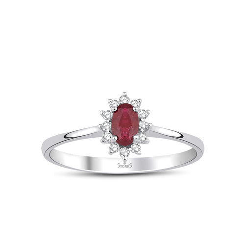 0.10 Karat Pırlantalı Doğal Yakut Taşlı Yüzük