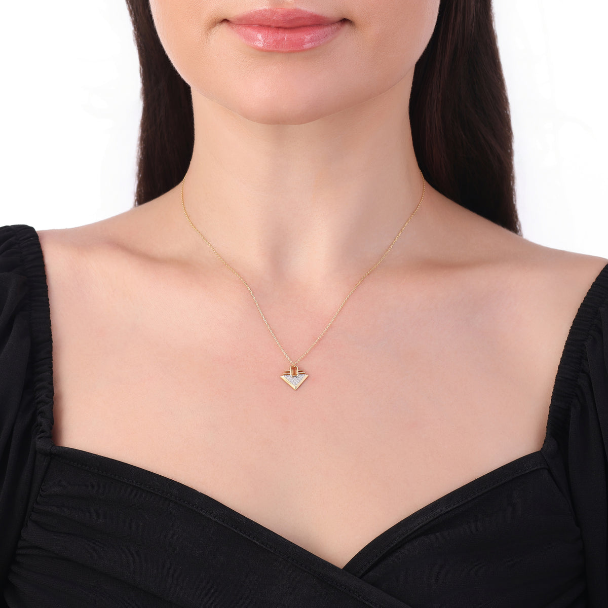 0.32 Karat Sitrin Pırlanta Kolye