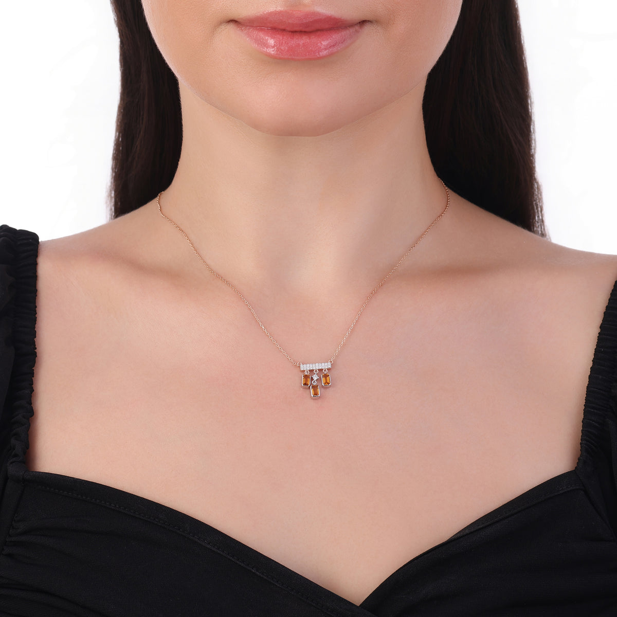 0.99 Karat Sitrin Pırlanta Kolye
