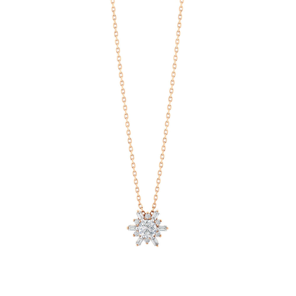 0.33 Karat Flora Baget Pırlanta Kolye