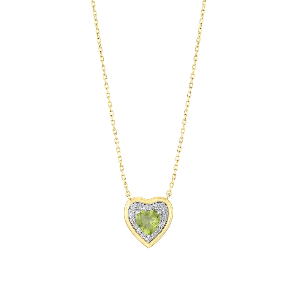 0.49 Karat Kalp Peridot Pırlanta Kolye