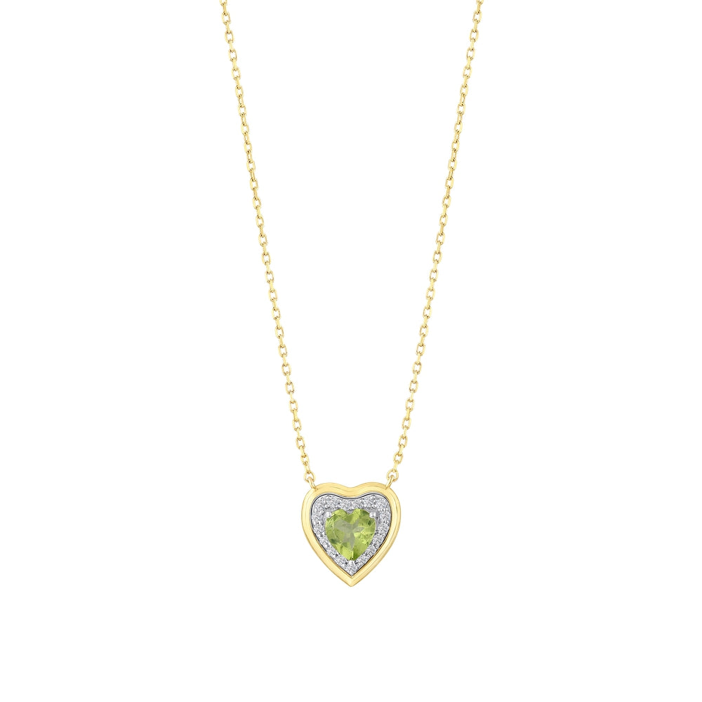 0.49 Karat Kalp Peridot Pırlanta Kolye