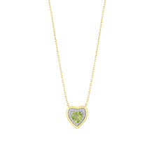 0.49 Karat Kalp Peridot Pırlanta Kolye