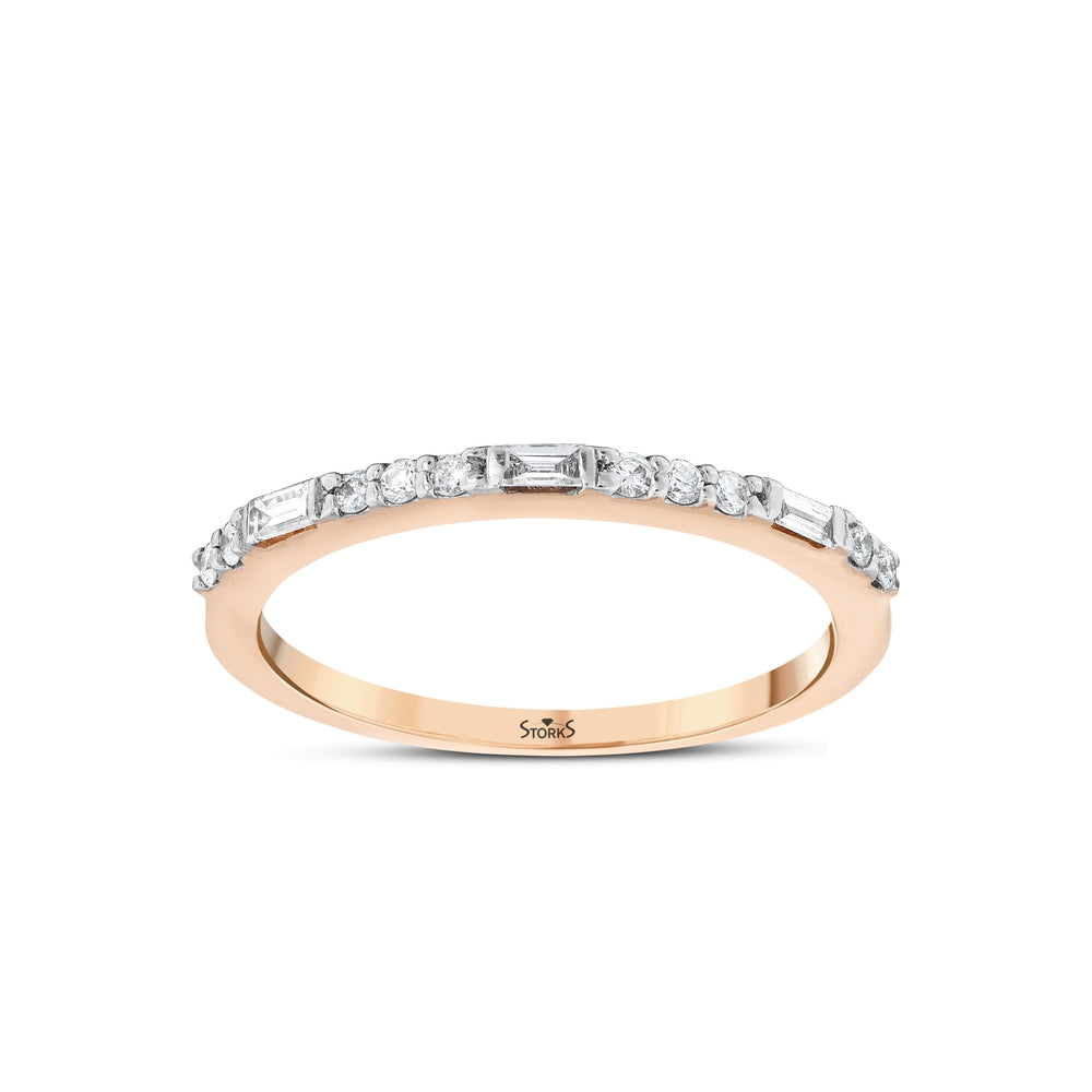 0.19 Karat Baget Pırlanta Yarımtur Yüzük