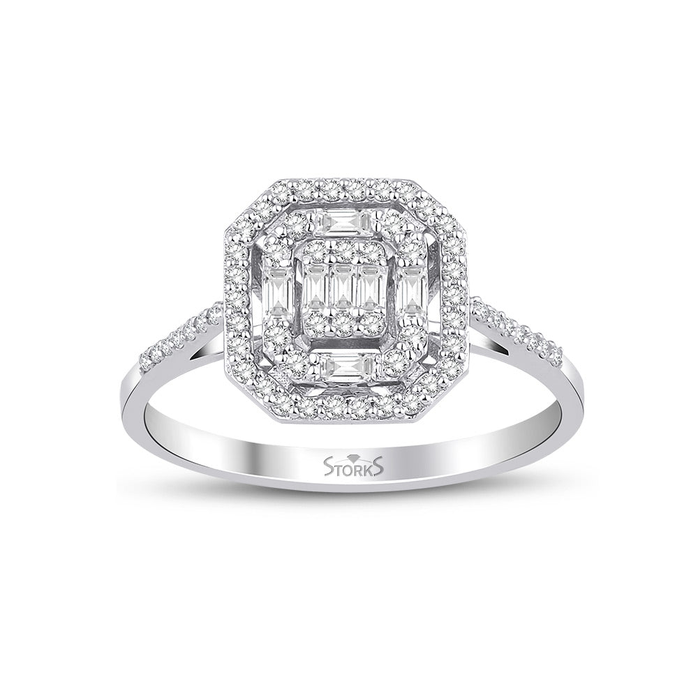 0.38 Carat Orange Baguette Diamond Ring