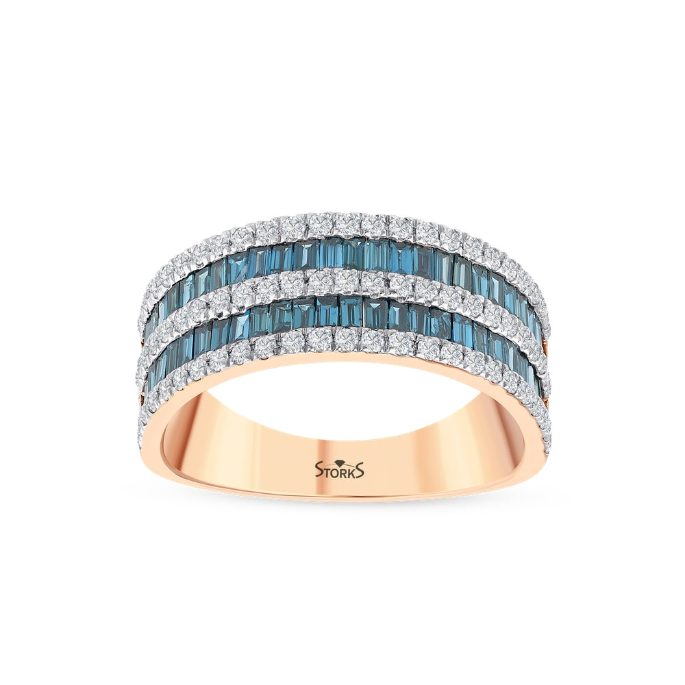 1.47 Karat Deep Blue Yarımtur Baget Yüzük