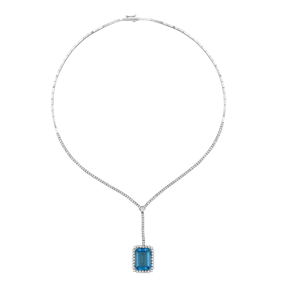 21.51 Karat Blue Topaz Pırlanta Kolye