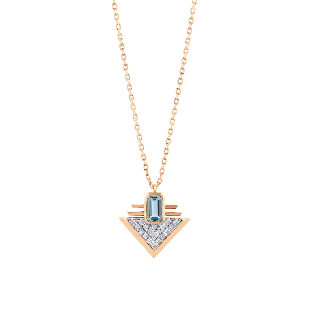 0.39 Karat Blue Topaz Pırlanta Kolye