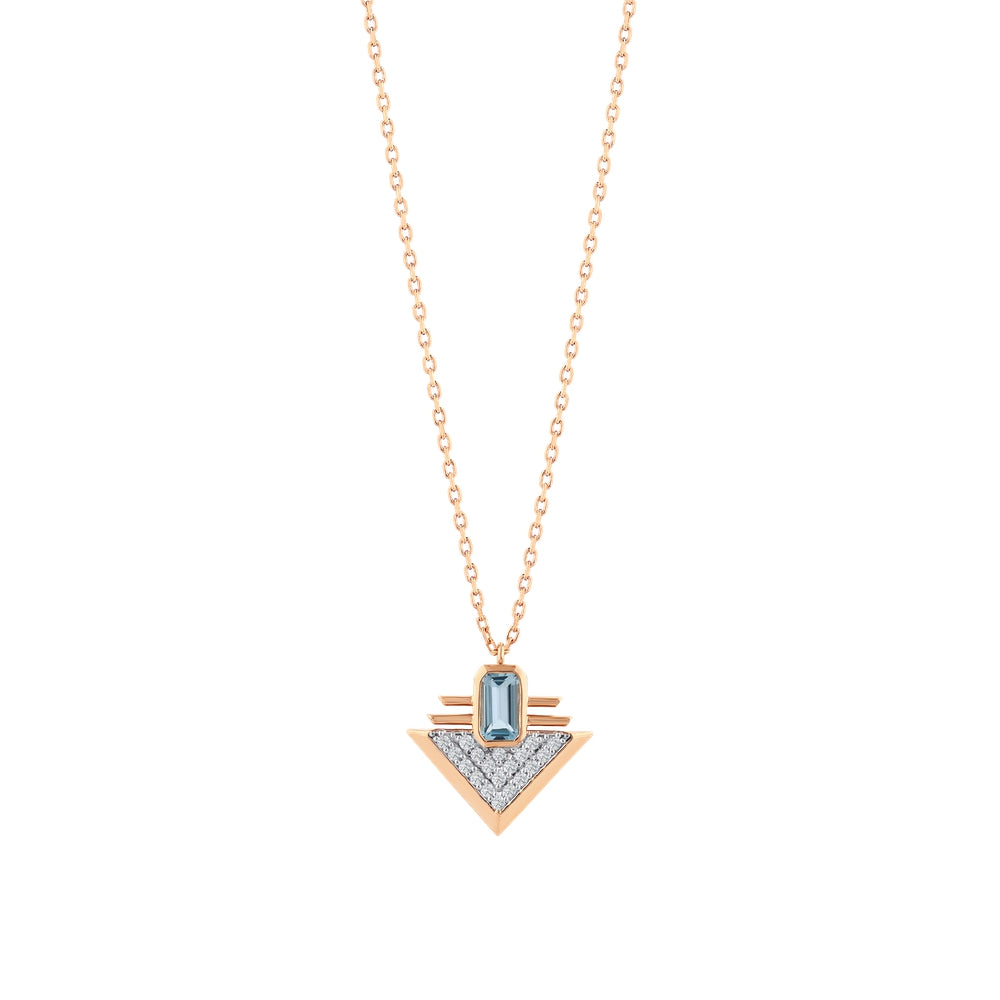 0.39 Karat Blue Topaz Pırlanta Kolye