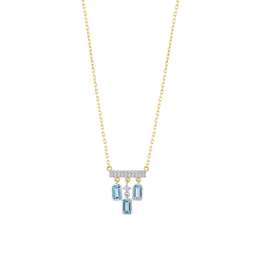 1.18 Karat Blue Topaz Pırlanta Kolye