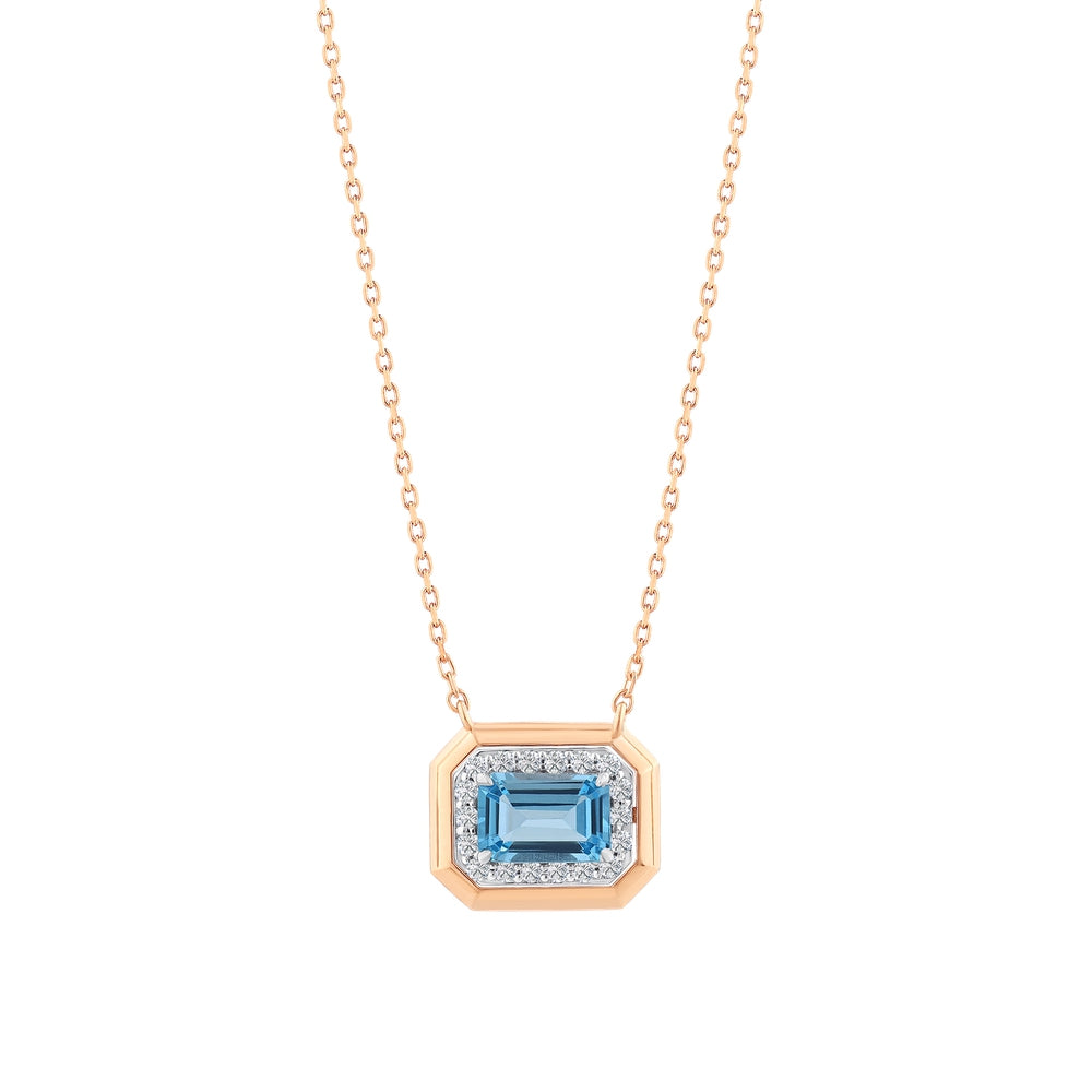 0.75 Karat Blue Topaz Pırlanta Kolye