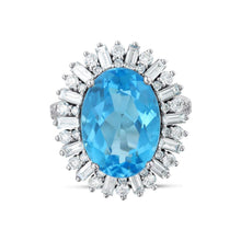 12.87 Karat Blue Topaz Pırlanta Yüzük