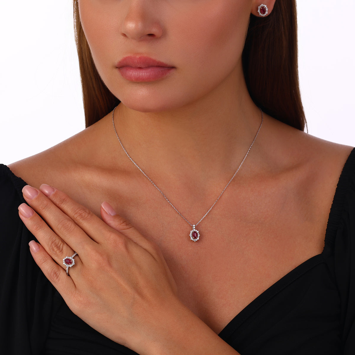 2.88 Karat Laranj Yakut Pırlanta Set