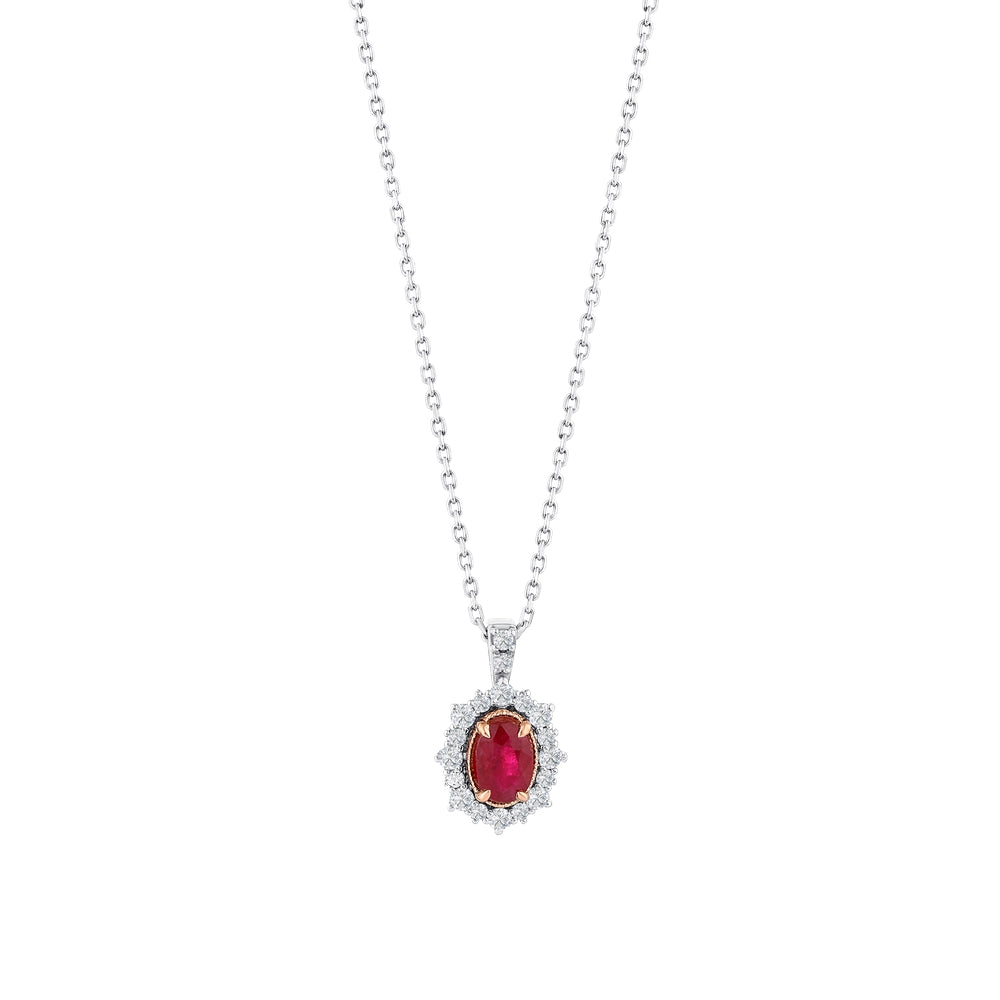 0.68 Karat Laranj Yakut Pırlanta Kolye
