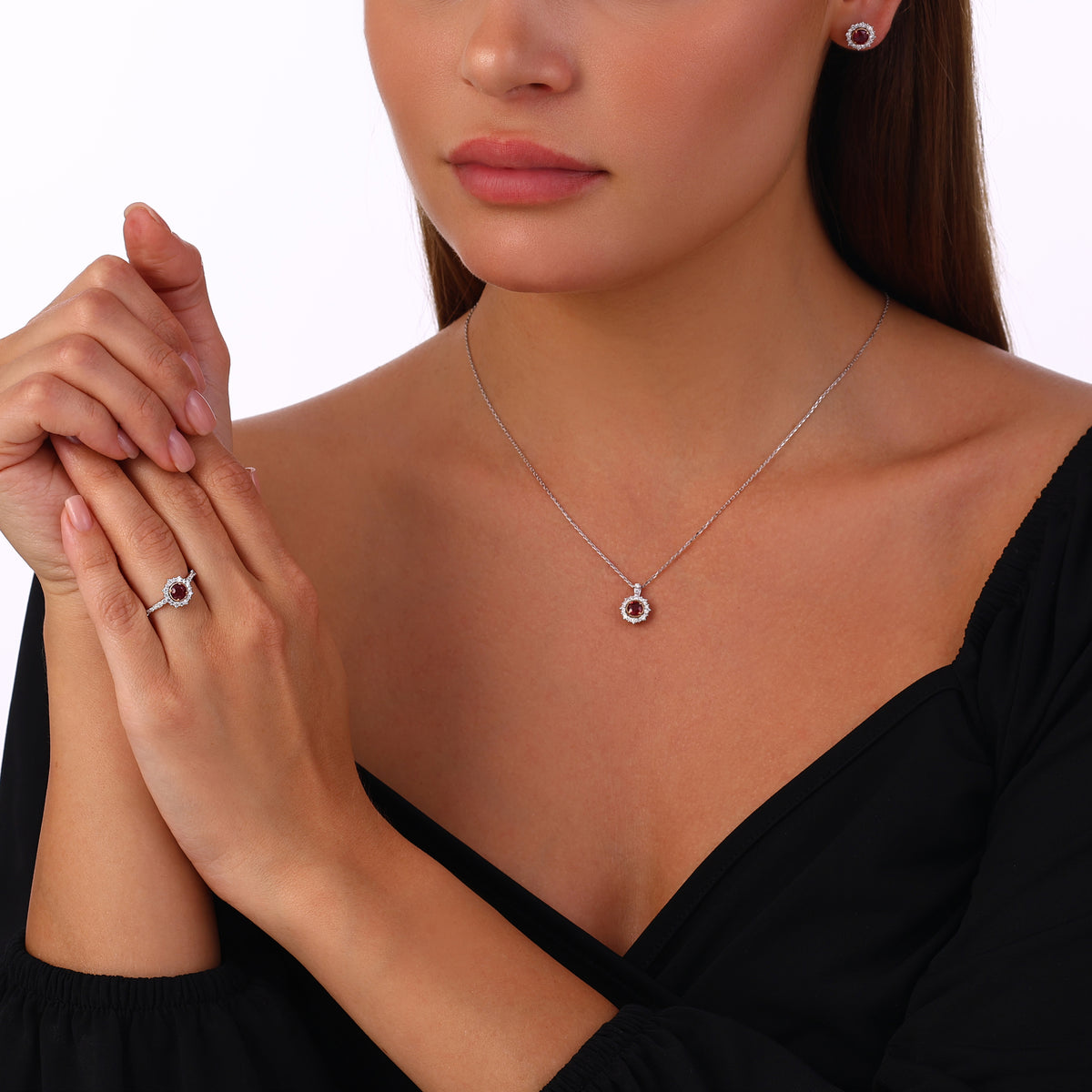 1.20 Karat Laranj Yakut Pırlanta Küpe