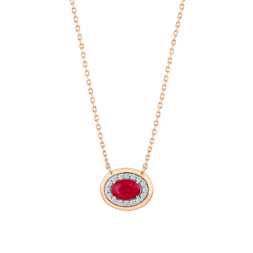 0.59 Karat Oval Yakut Pırlanta Kolye