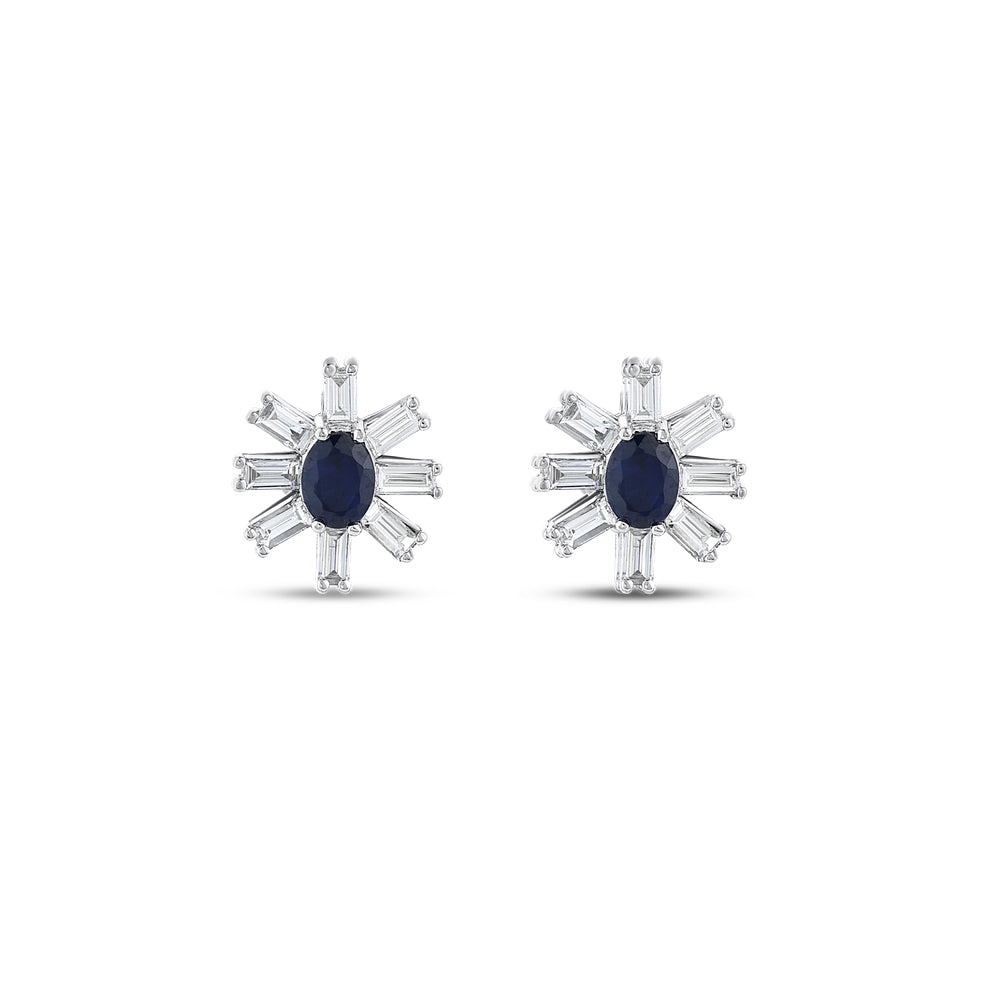 0.84 Karat Molino Safir Baget Pırlanta Küpe