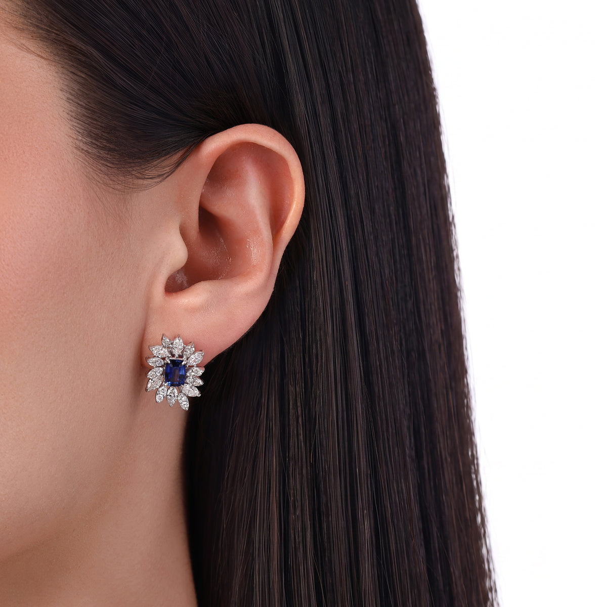4.77 Karat Safir Pırlanta Küpe