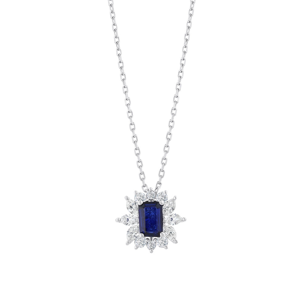 0.90 Karat Flora Safir Markiz Pırlanta Kolye
