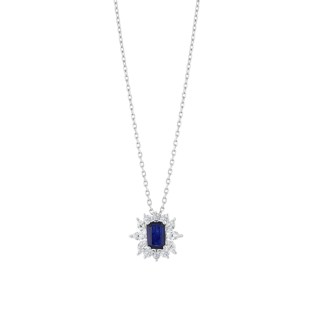 0.90 Karat Flora Safir Markiz Pırlanta Kolye