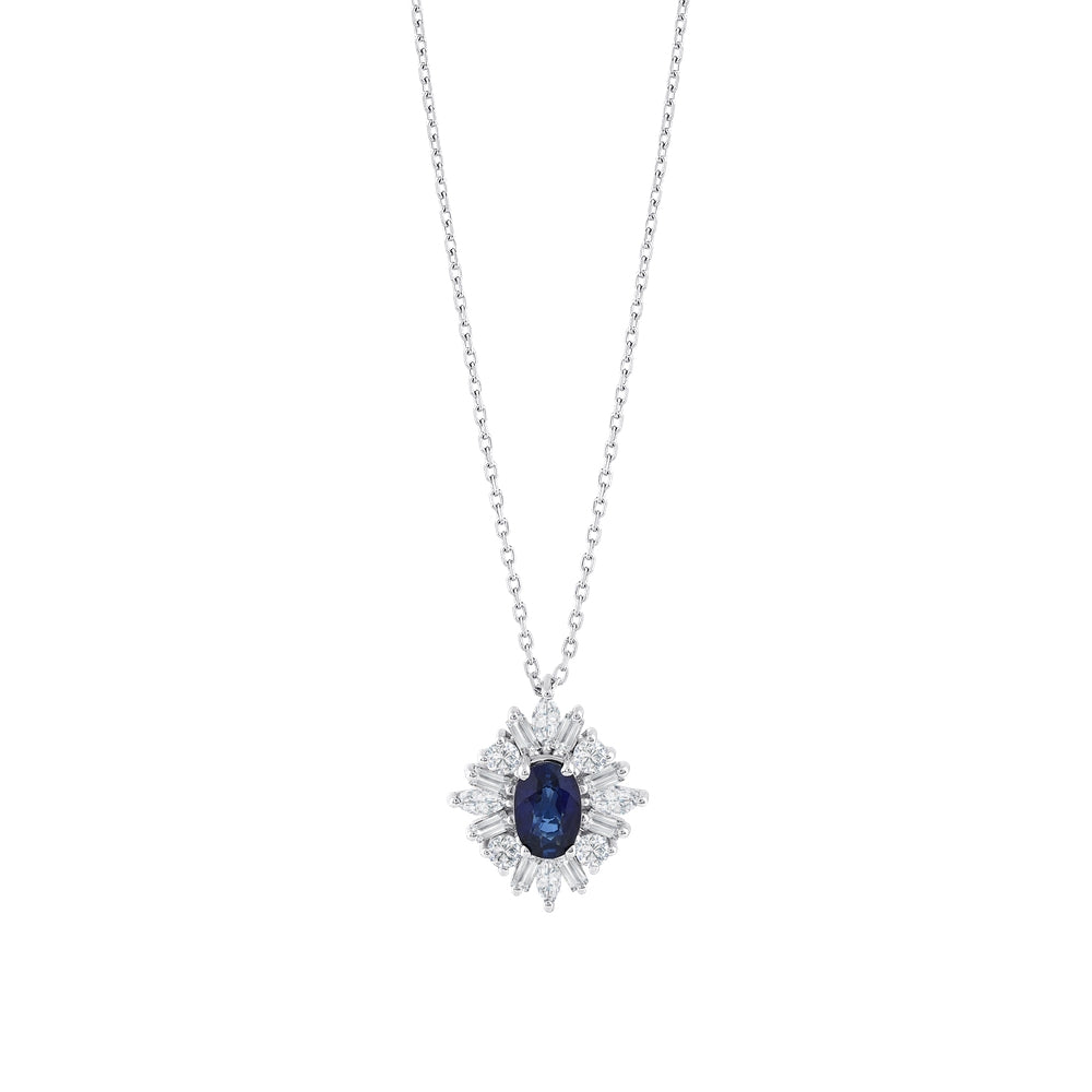 0.99 Karat Molino Safir Baget Markiz Pırlanta Kolye