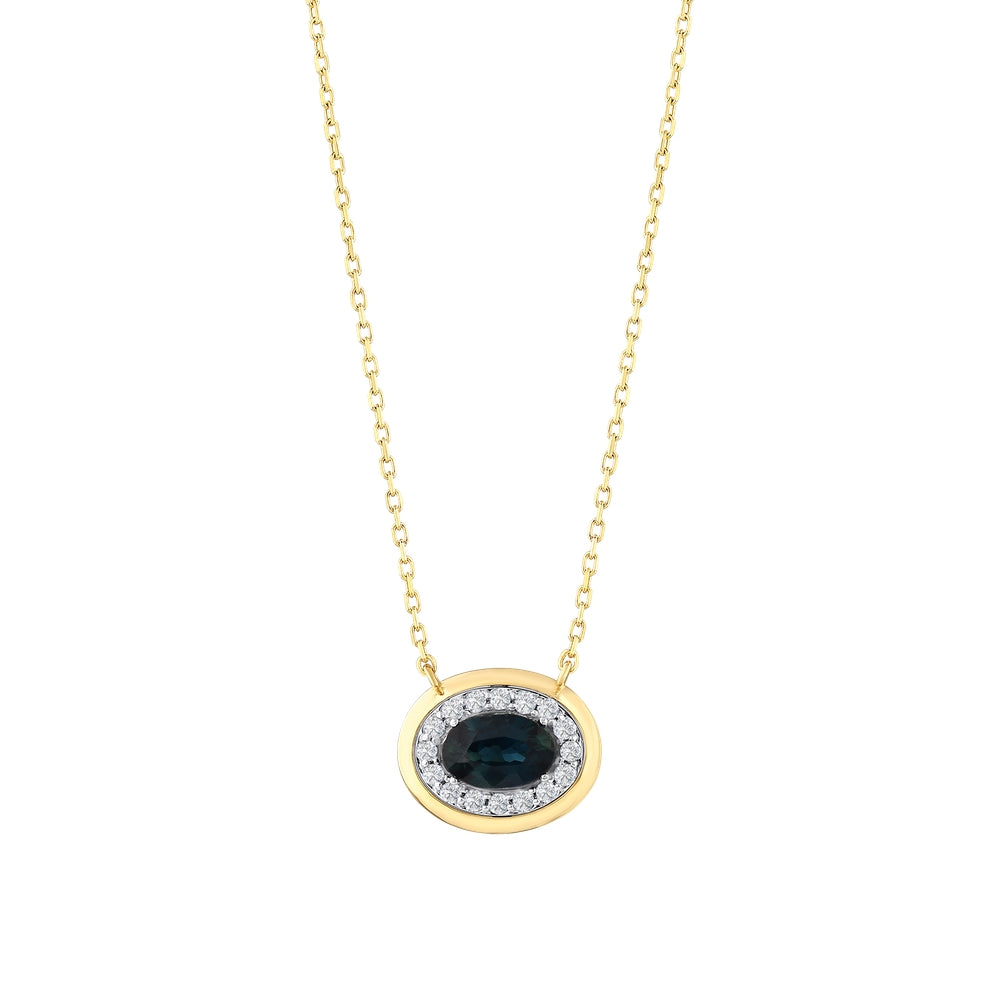 0.65 Karat Oval Safir Pırlanta Kolye