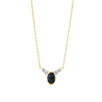 0.52 Karat Oval Safir Baget Pırlanta Kolye