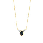 0.52 Karat Oval Safir Baget Pırlanta Kolye
