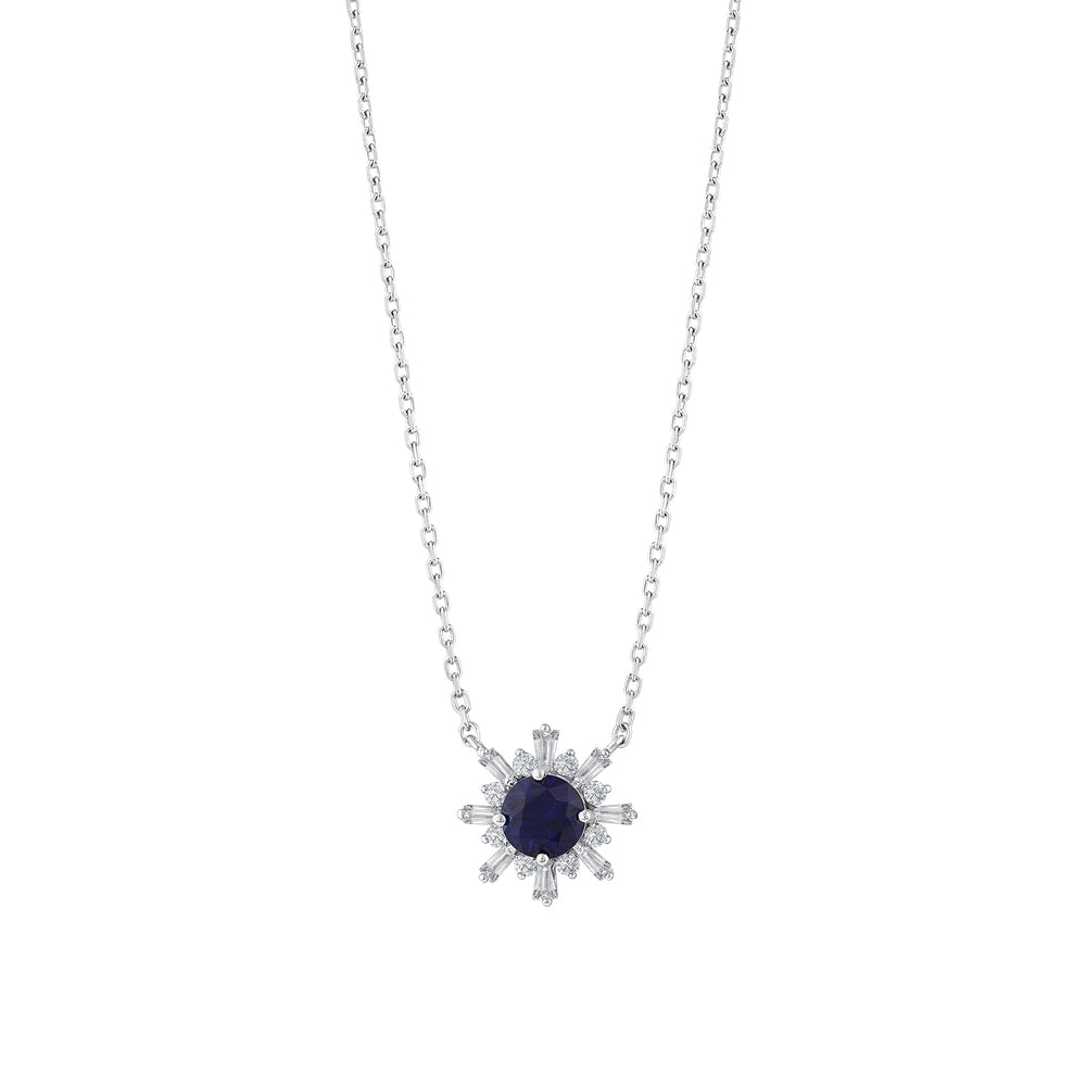 0.79 Karat Safir Baget Pırlanta Kolye