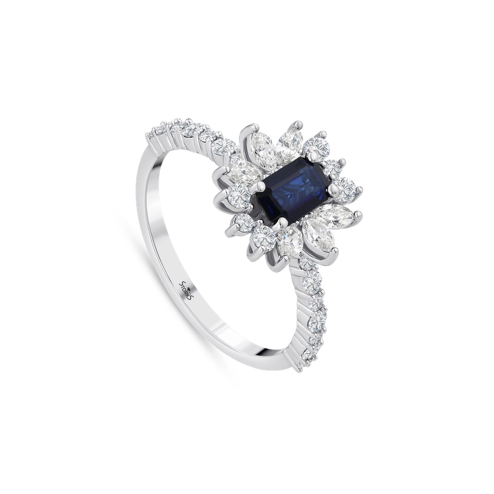 1.16 Karat Flora Safir Markiz Pırlanta Yüzük
