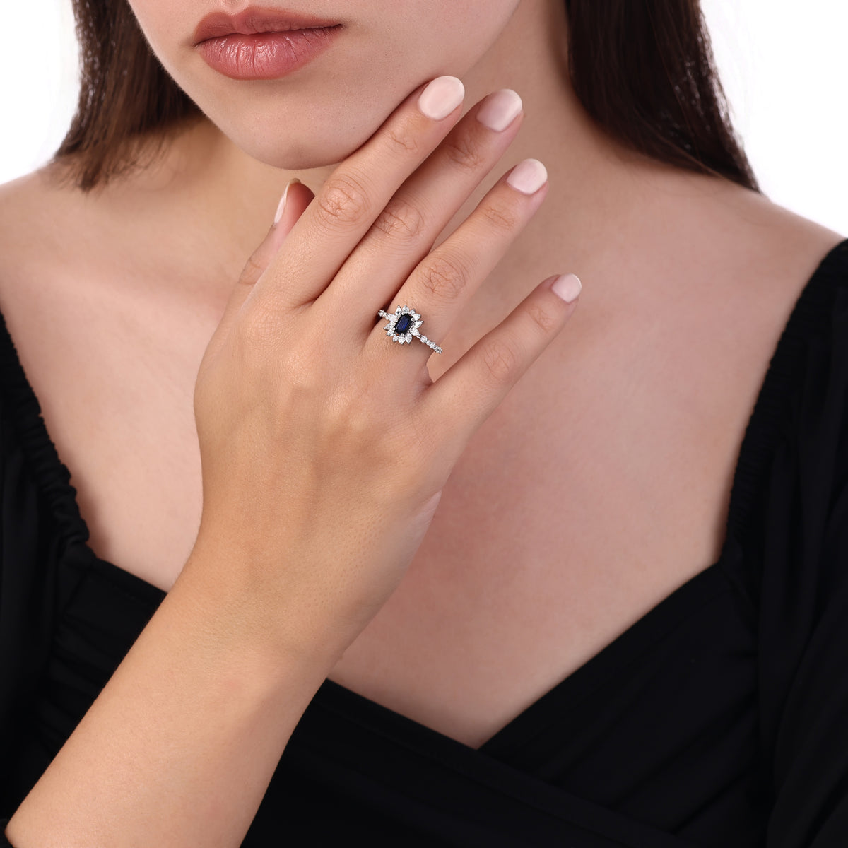1.16 Karat Flora Safir Markiz Pırlanta Yüzük