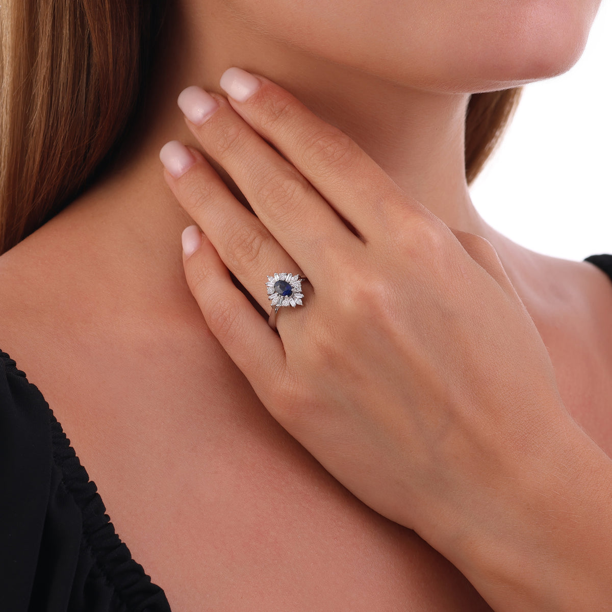 1.02 Karat Molino Safir Baget Markiz Pırlanta Yüzük