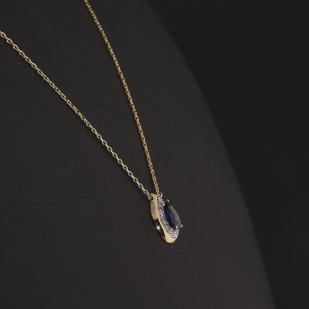 0.58 Karat Damla Safir Pırlanta Kolye