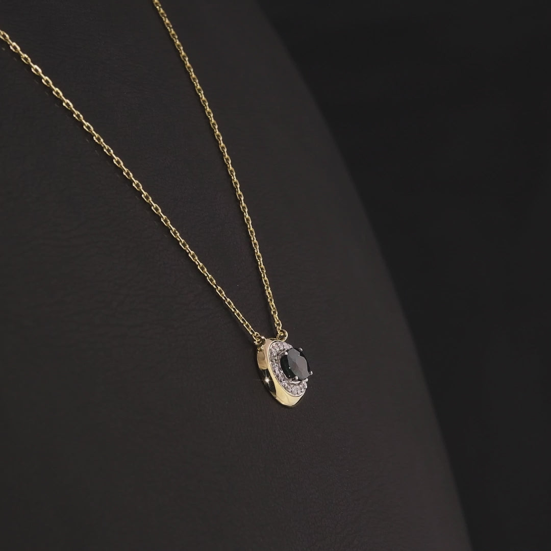 0.65 Karat Oval Safir Pırlanta Kolye