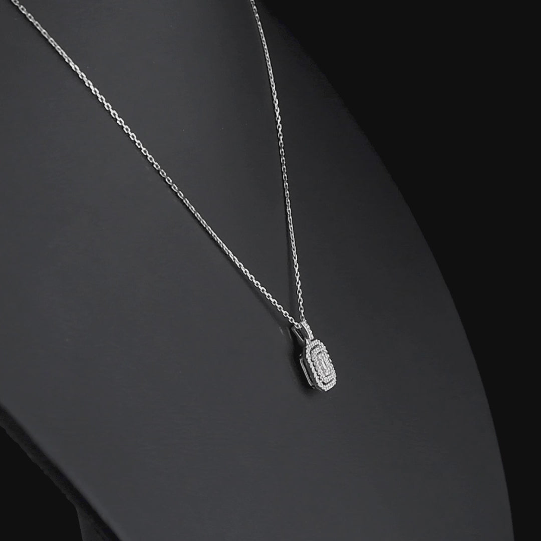 0.24 Carat Orange Baguette Diamond Necklace