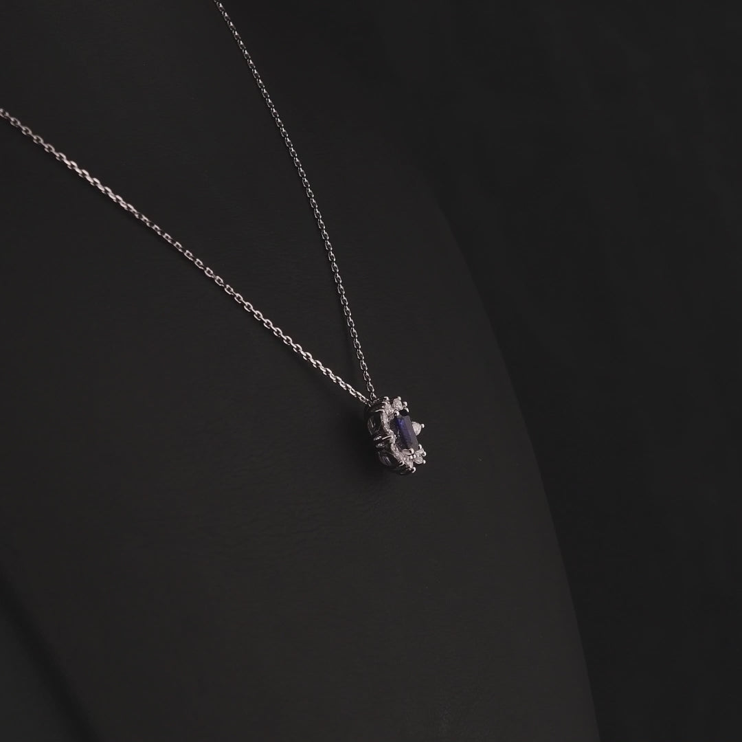 0.90 Karat Flora Safir Markiz Pırlanta Kolye