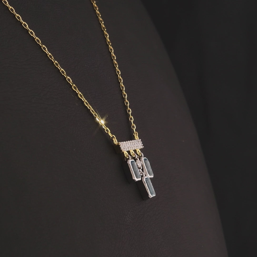 1.18 Karat Blue Topaz Pırlanta Kolye