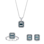 1.71 Karat Deep Blue Baget Pırlanta Set