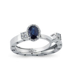 0.88 Karat Storks Classic Oval Kesim Doğal Safir ve Pırlantalı Yüzük