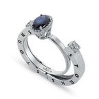0.88 Karat Storks Classic Oval Kesim Doğal Safir ve Pırlantalı Yüzük